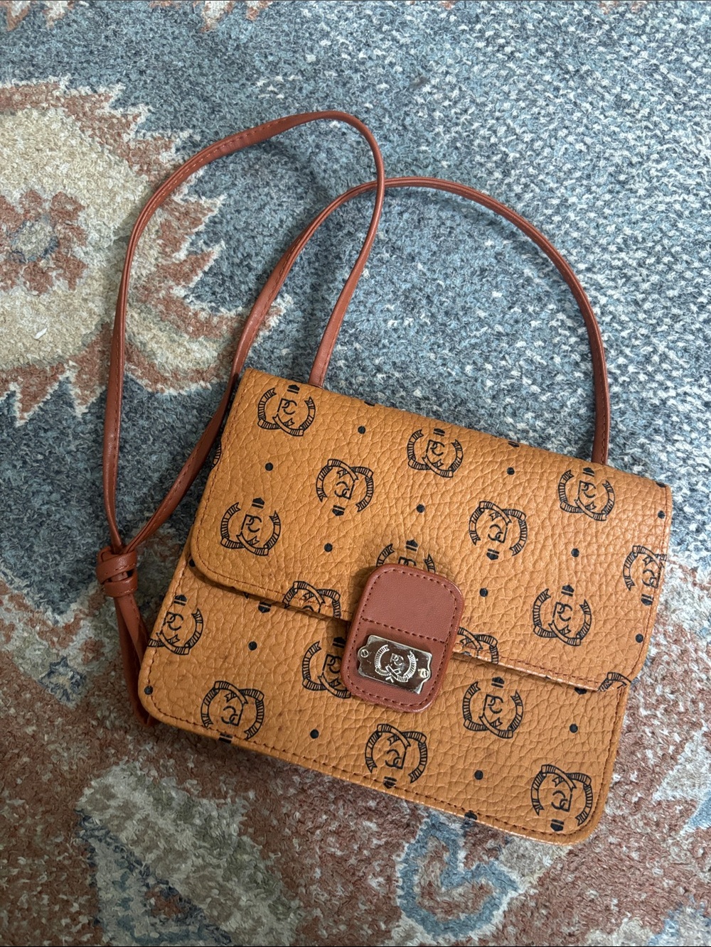 Vintage Tan Logo-Print Crossbody Bag - Women